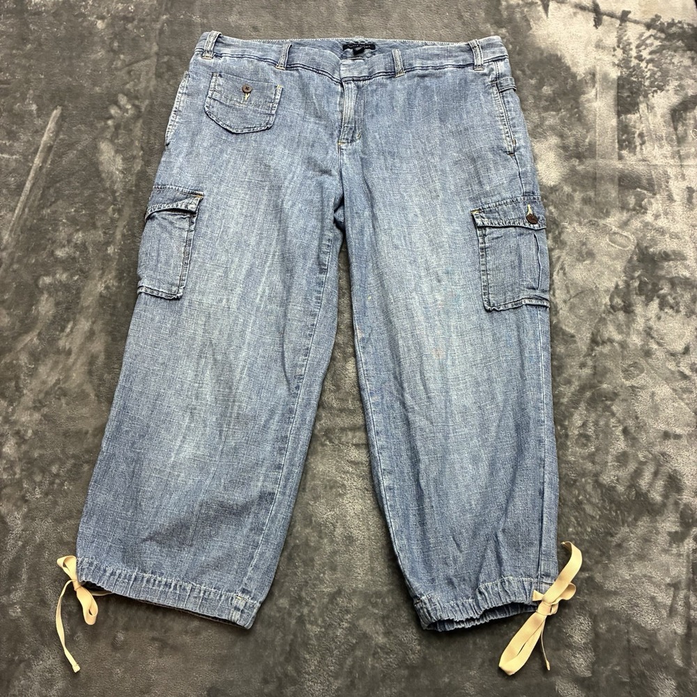 Tommy Hilfiger Jeans Womens 12 Blue American Freedom Modern Rise Cargo Capris‎